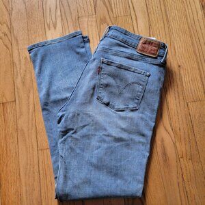 Levis Womens Mid Rise Skinny Jeans W31 L32 Distressed Denim Blue